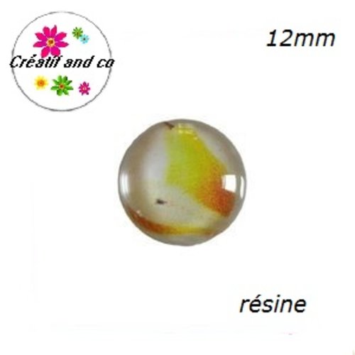 X2 cabochons motif poire résine 12mm