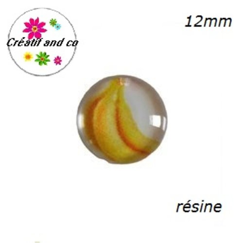 X2 cabochons motif banane résine 12mm