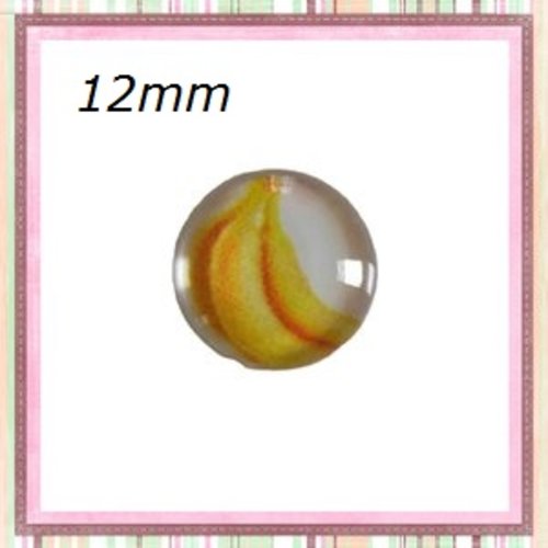 X2 cabochons motif banane résine 12mm