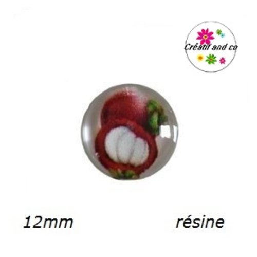X2 cabochons motif grenade résine 12mm