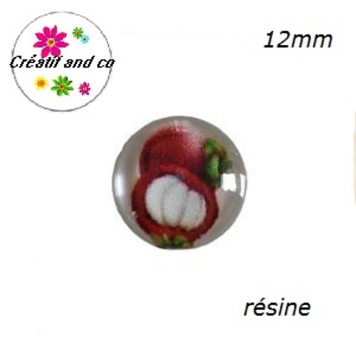 X2 cabochons motif grenade résine 12mm