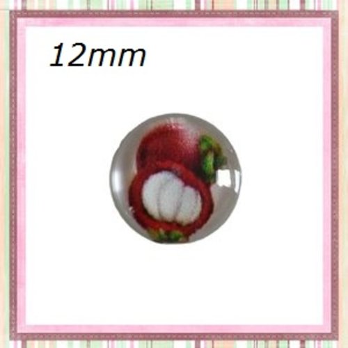 X2 cabochons motif grenade résine 12mm