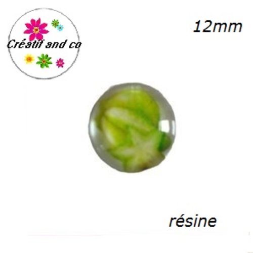 X2 cabochons motif fruit vert résine 12mm