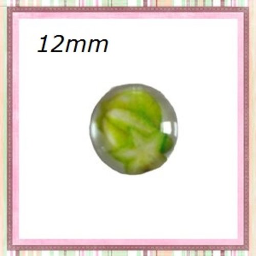 X2 cabochons motif fruit vert résine 12mm