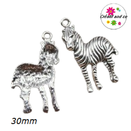 Breloque/pendentif zèbre 30mm