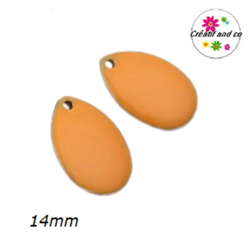 Breloque forme amande orange émail 14mm