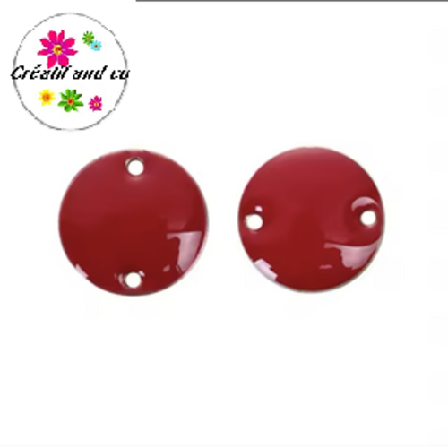 2 cercles connecteurs rouges émail 12mm