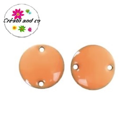 2 cercles connecteurs oranges émail 12mm