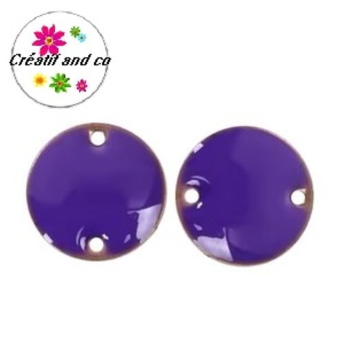 2 cercles connecteurs mauves émail 12mm