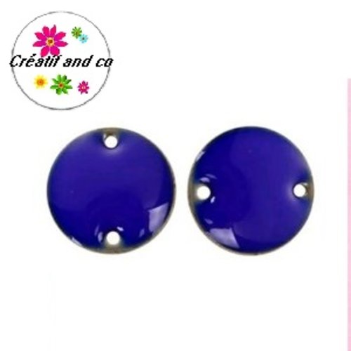 2 cercles connecteurs bleus émail 12mm