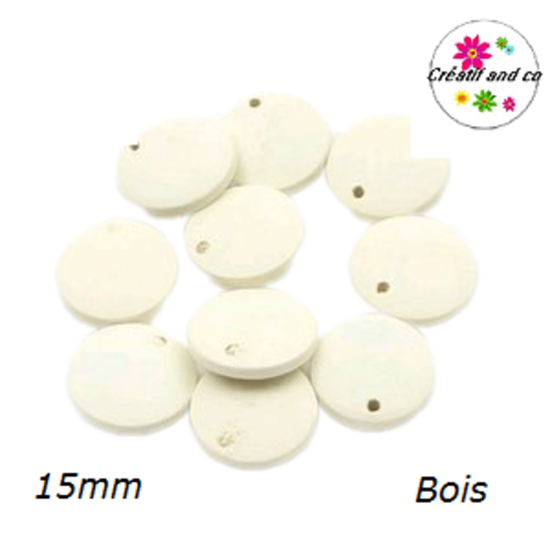 Breloque/pendentif cercle beige bois 15mm