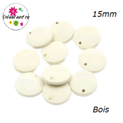 Breloque/pendentif cercle beige bois 15mm