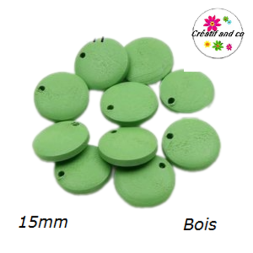 Breloque/pendentif cercle vert bois 15mm