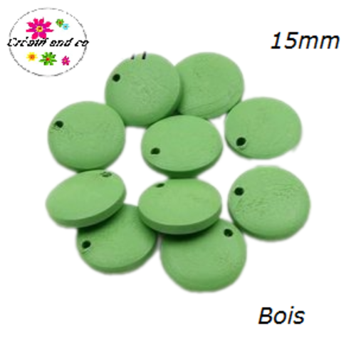 Breloque/pendentif cercle vert bois 15mm