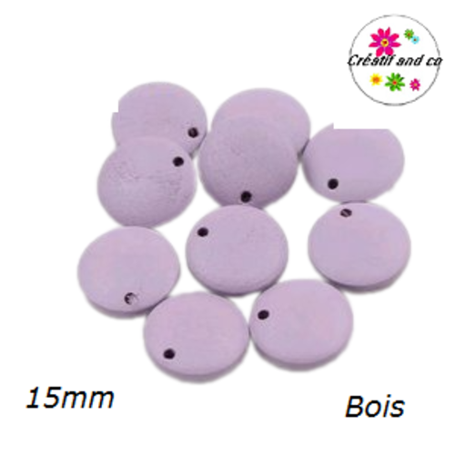 Breloque/pendentif cercle parme bois 15mm