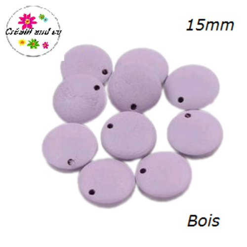 Breloque/pendentif cercle parme bois 15mm