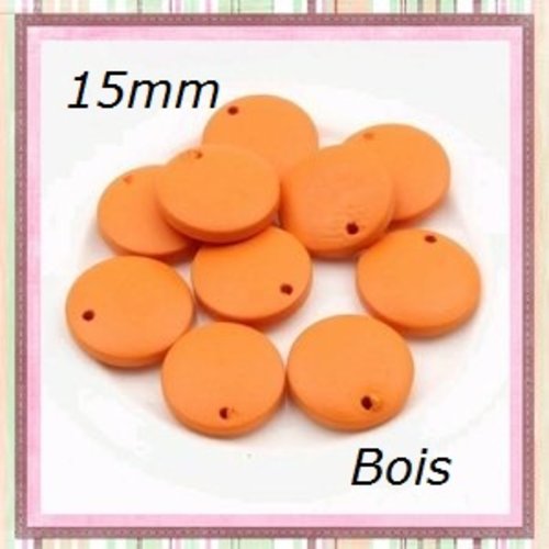 Breloque/pendentif cercle orange bois 15mm