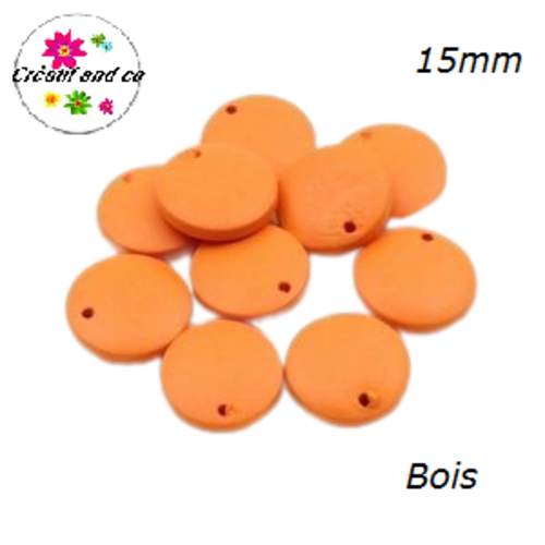 Breloque/pendentif cercle orange bois 15mm