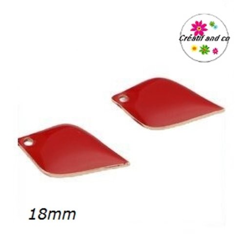 Pendentif éventail rouge émail 18mm