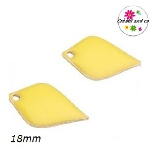 Pendentif éventail jaune émail 18mm