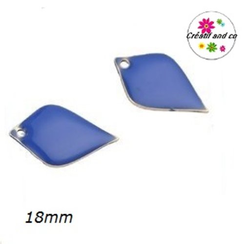 X2 pendentifs éventails bleu roi émail 18mm