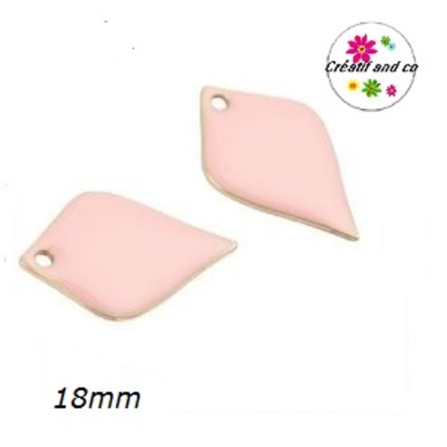X2 pendentifs éventails roses émail 18mm