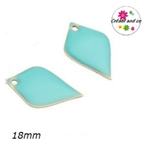 X2 pendentifs éventails bleus émail 18mm