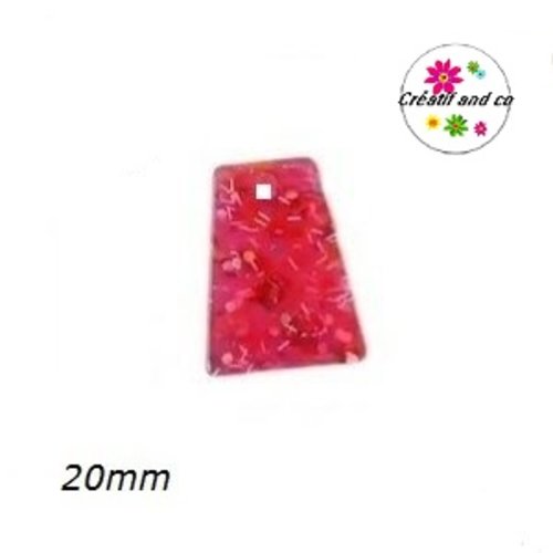 Breloque géométrique à paillette fuschia  20mm