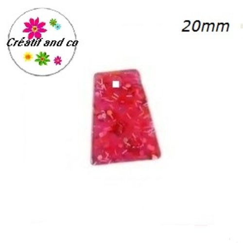 Breloque géométrique à paillette fuschia  20mm