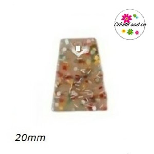 Breloque géométrique à paillette mouchetée  20mm