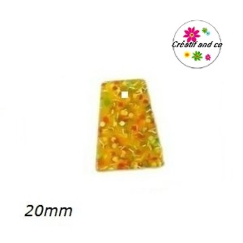 Breloque géométrique à paillette jaune 20mm