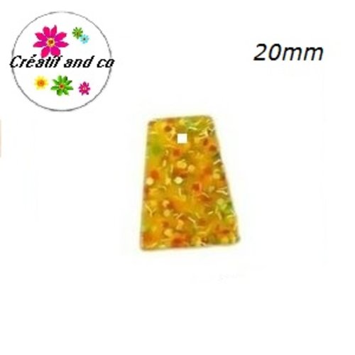 Breloque géométrique à paillette jaune 20mm