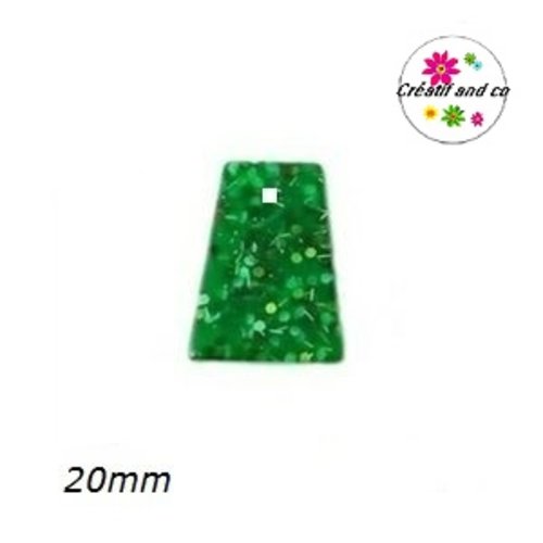 Breloque géométrique à paillette verte 20mm
