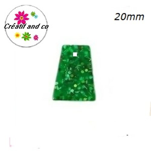 Breloque géométrique à paillette verte 20mm