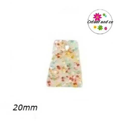 Breloque géométrique à paillette mouchetée  20mm