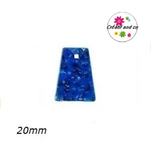 Breloque géométrique à paillette bleu roi  20mm