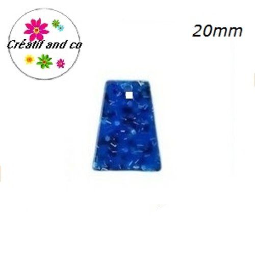 Breloque géométrique à paillette bleu roi  20mm