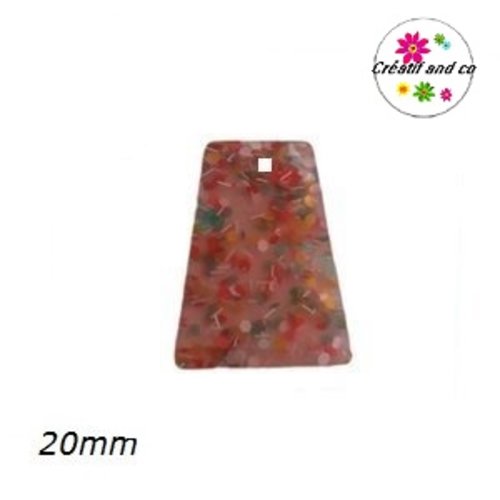 Breloque géométrique à paillette rose mouchetée  20mm