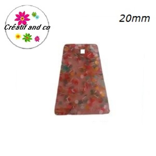 Breloque géométrique à paillette rose mouchetée  20mm
