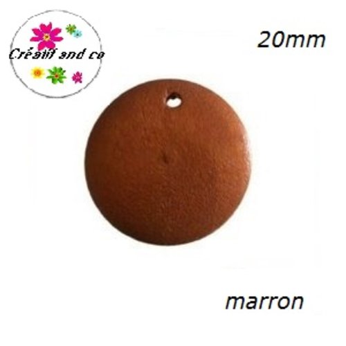 Breloque/pendentif cercle marron bois 20mm