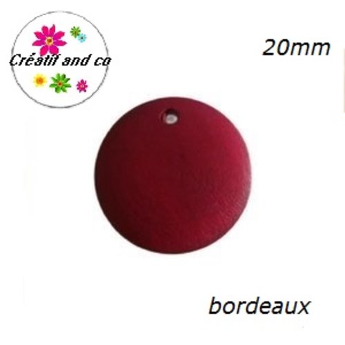 Breloque/pendentif cercle bordeaux 20mm