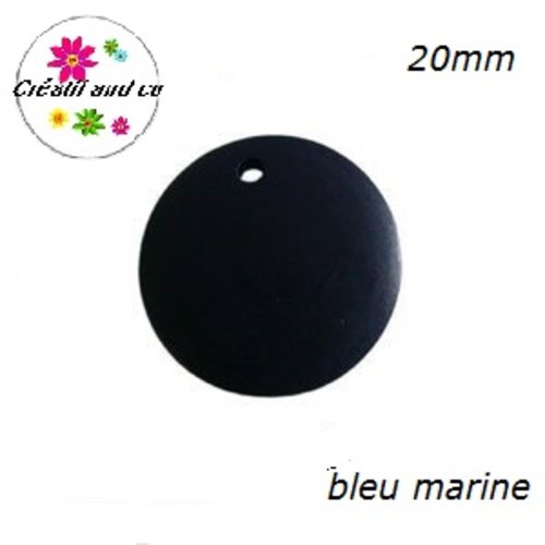 Breloque/pendentif cercle bleu marine 20mm