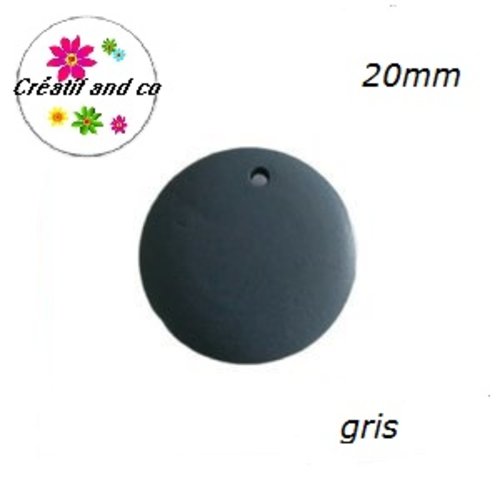 Breloque/pendentif cercle gris 20mm