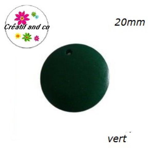 Breloque/pendentif cercle vert foncé bois 20mm