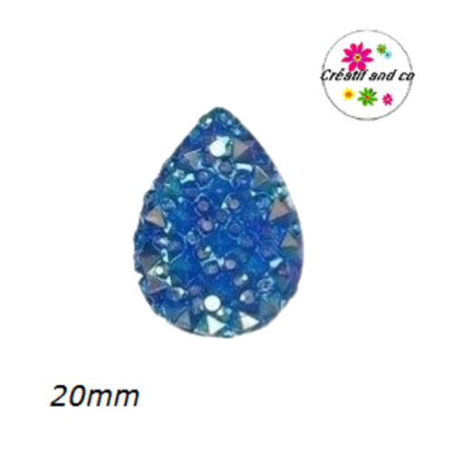 Connecteur goutte bleu roi résine 20mm