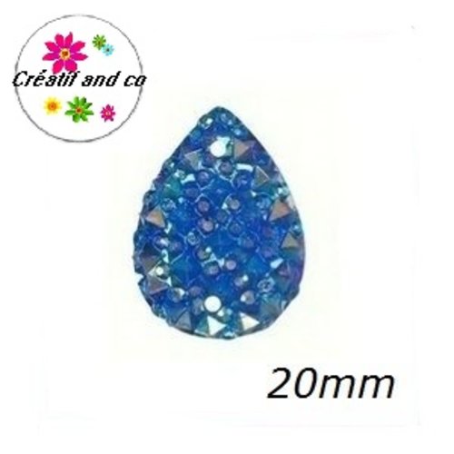 Connecteur goutte bleu roi résine 20mm
