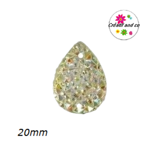 Connecteur goutte blanc cristal résine 20mm