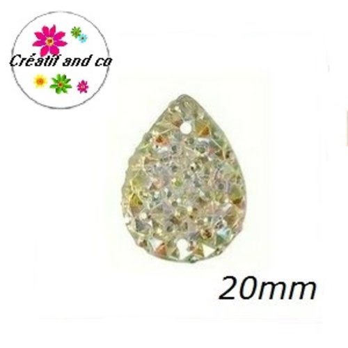 Connecteur goutte blanc cristal résine 20mm