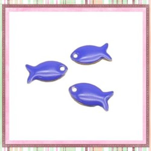 Breloque poisson bleu foncé émail 13mm