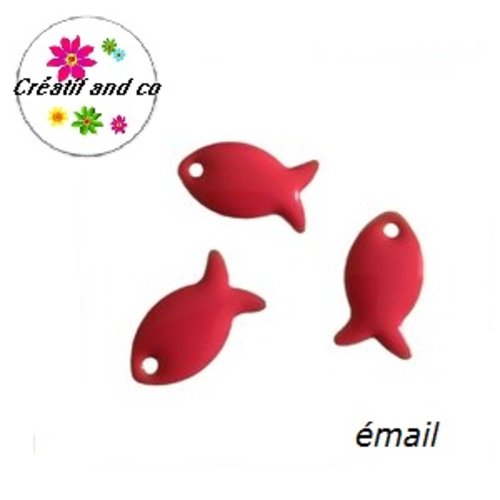Breloque poisson rose bonbon émail 13mm
